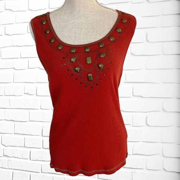Dress Barn, XL, Burnt Orange Tank with Copper Embellishments - Picture 1 of 5